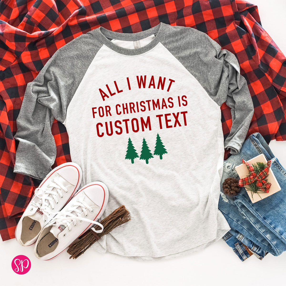 All I Want for Christmas is Custom Name Raglan