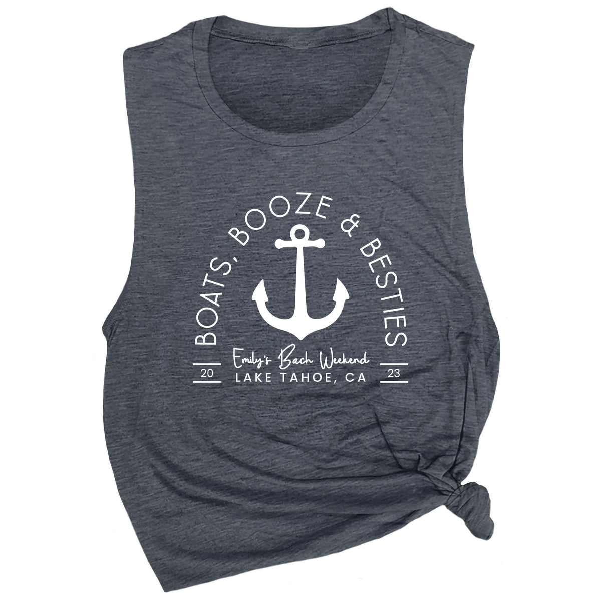 Personalized Boats, Booze & Besties Muscle Tee