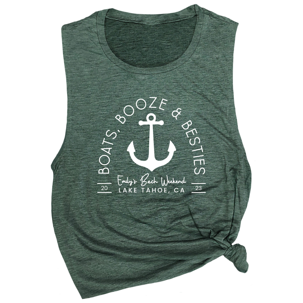Personalized Boats, Booze & Besties Muscle Tee
