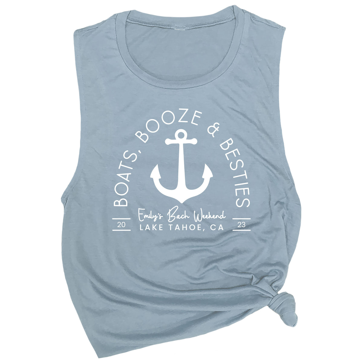 Personalized Boats, Booze & Besties Muscle Tee