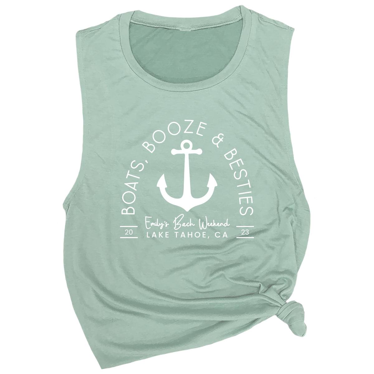 Personalized Boats, Booze & Besties Muscle Tee