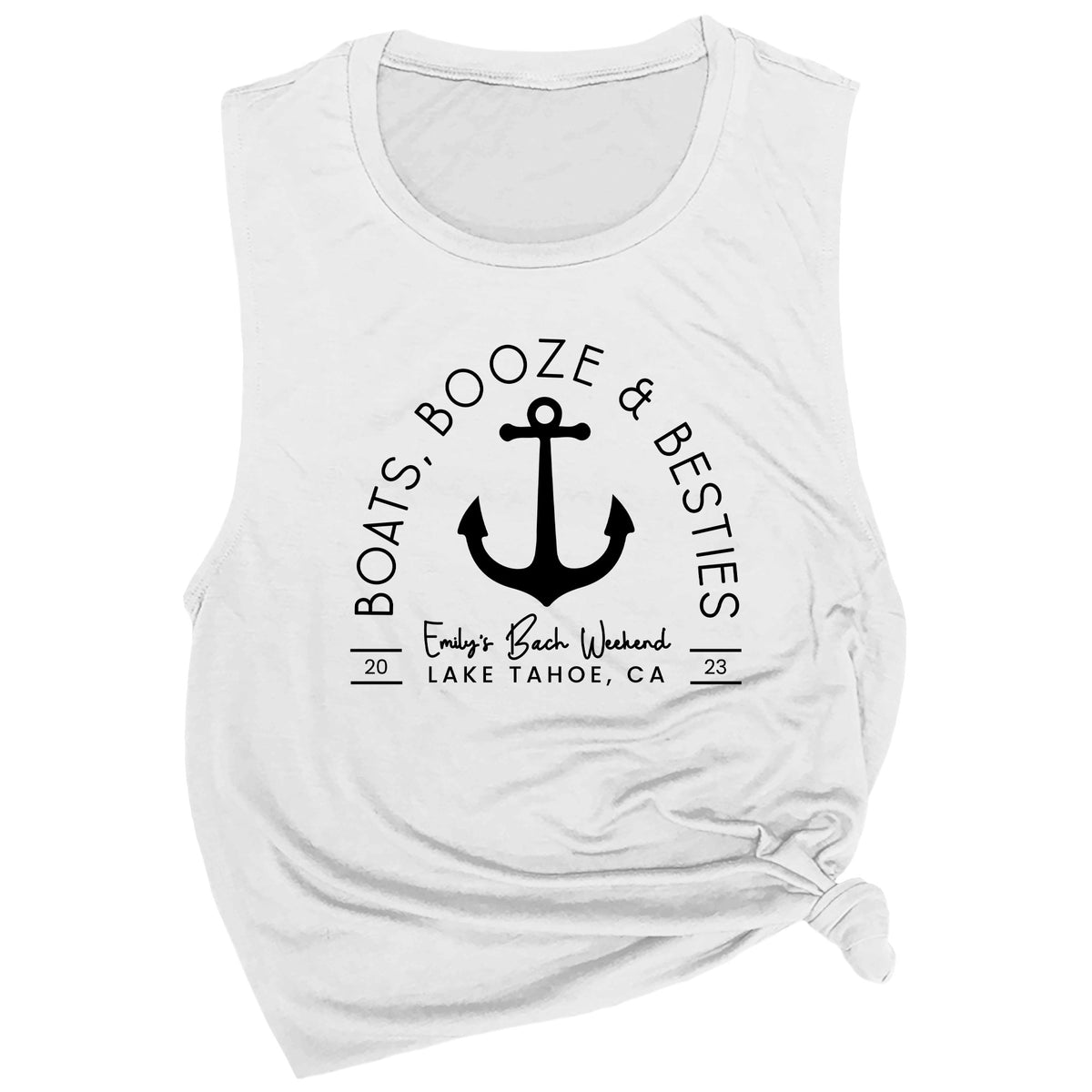 Personalized Boats, Booze & Besties Muscle Tee