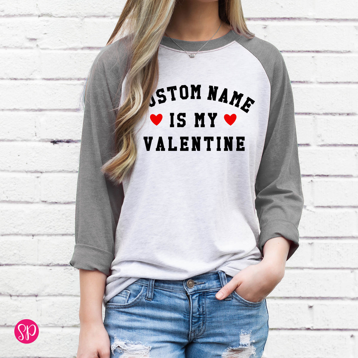 Custom Name is My Valentine Raglan