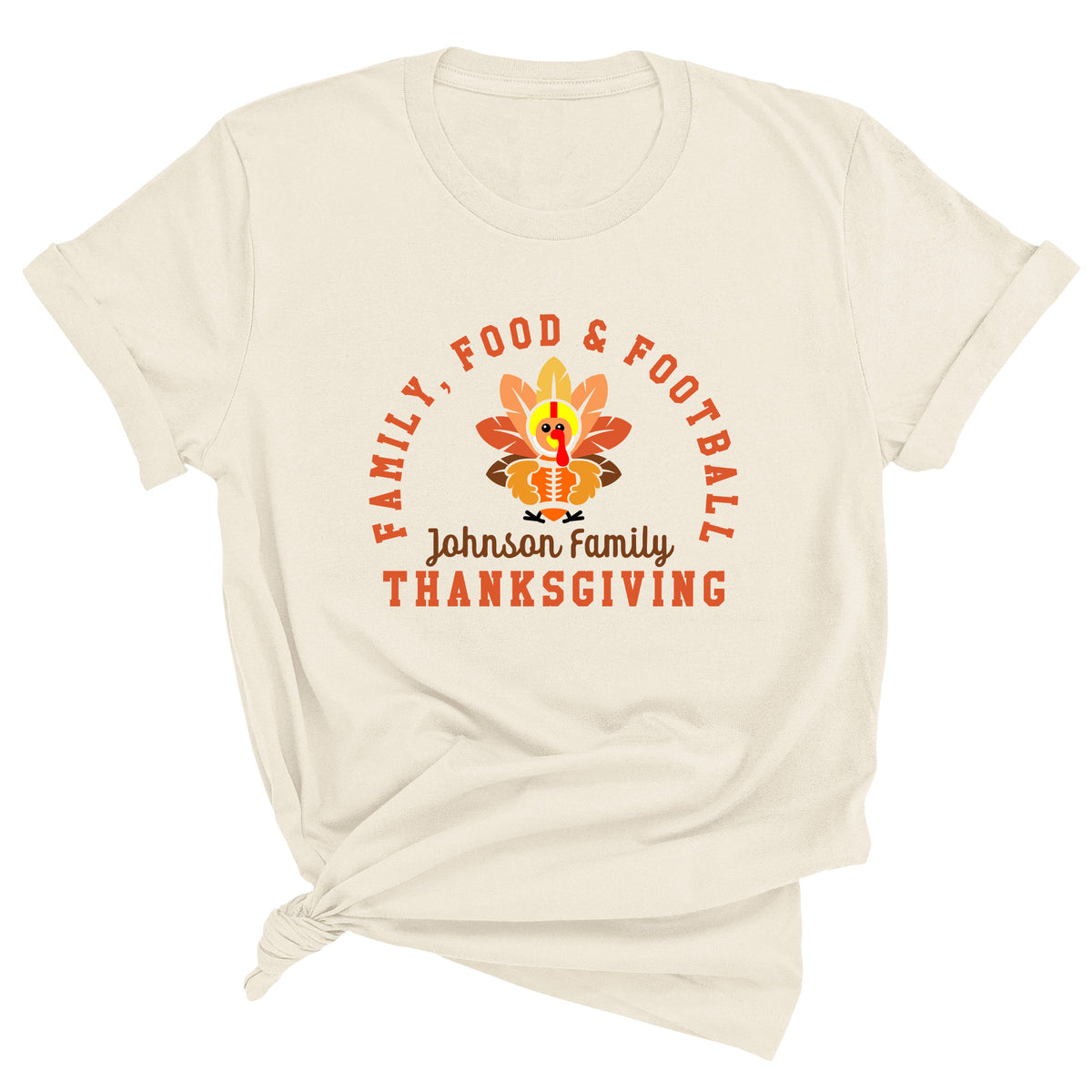 Family, Food, Football with Custom Family Name Unisex T-Shirt