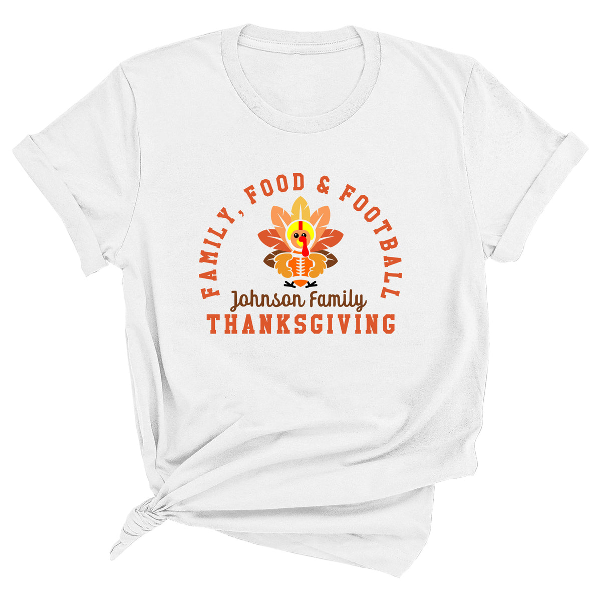 Family, Food, Football with Custom Family Name Unisex T-Shirt