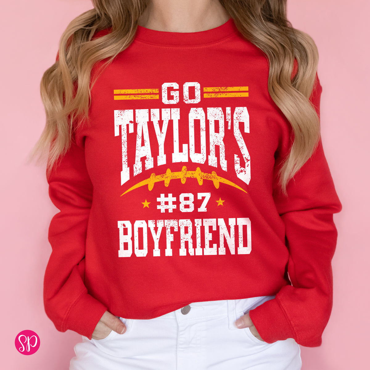 Go Taylor's Boyfriend Sweatshirt (YELLOW & WHITE INK)