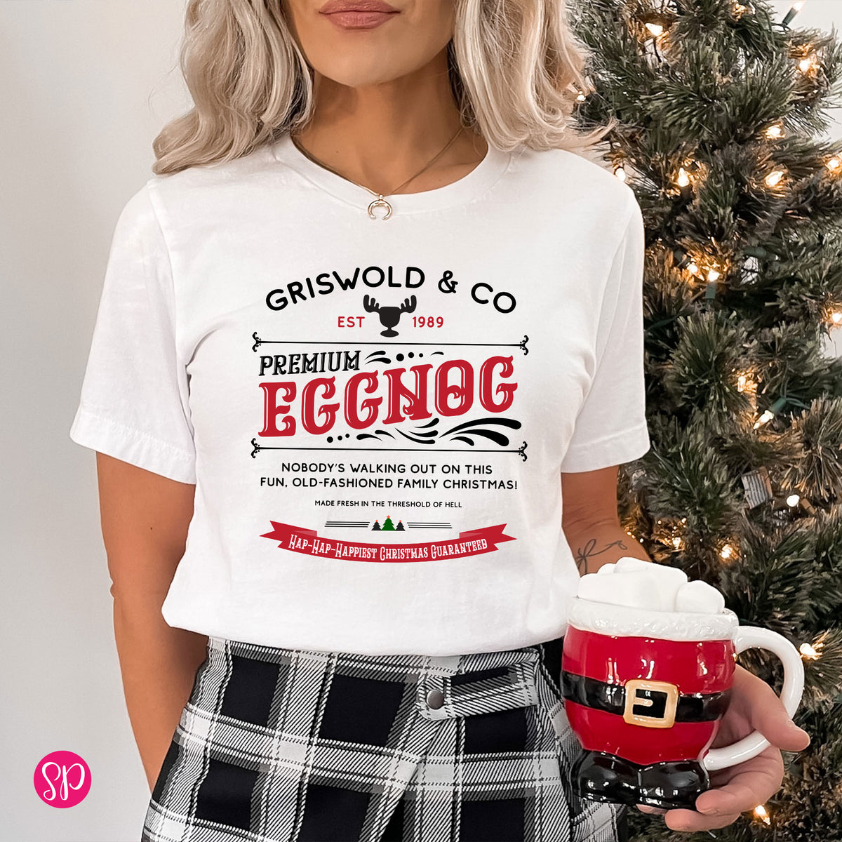 Griswold Christmas Vacation Clark Cousin Eddie Egg Nog Humor Graphic Tee Shirt