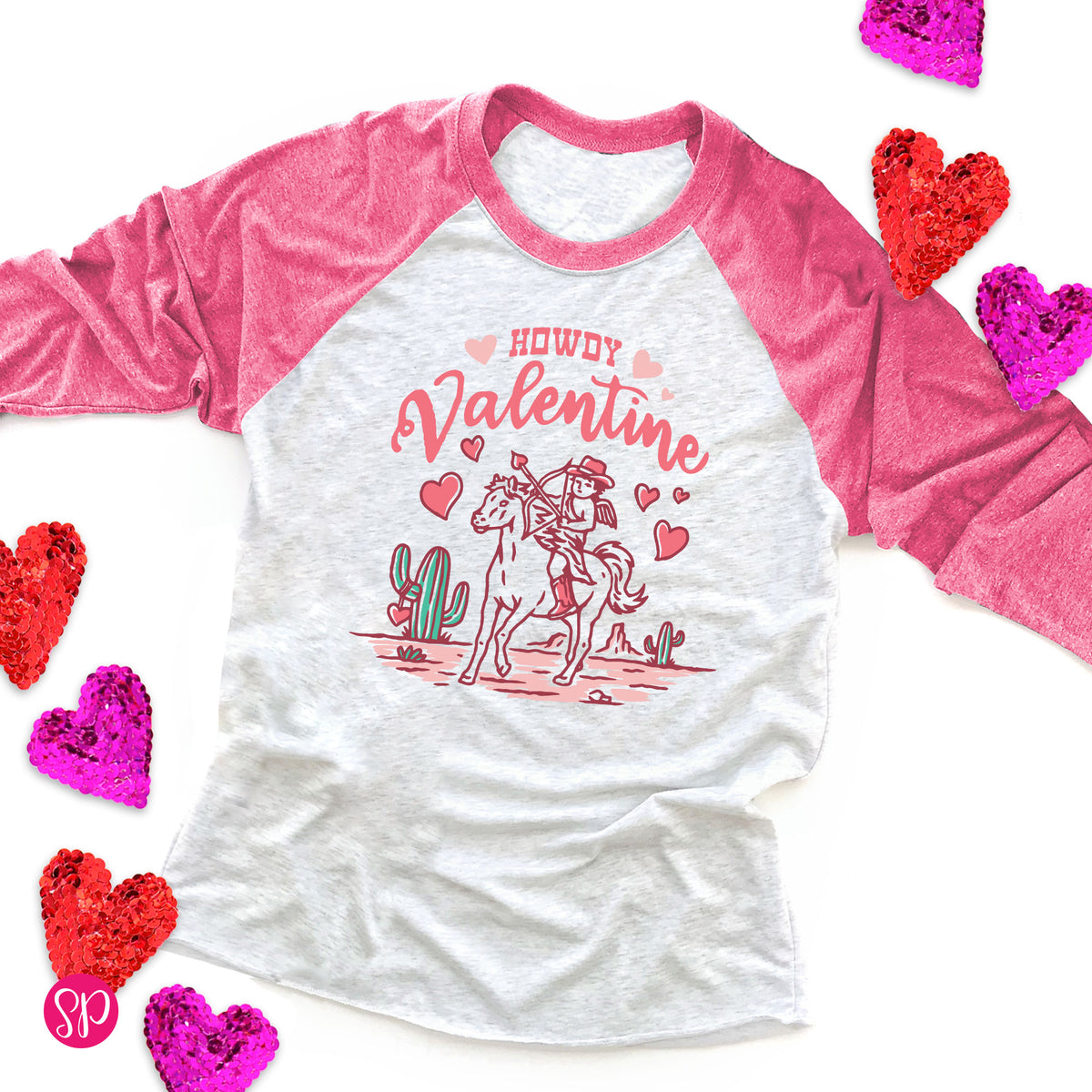 Howdy Valentine with Cupid Horse Raglan