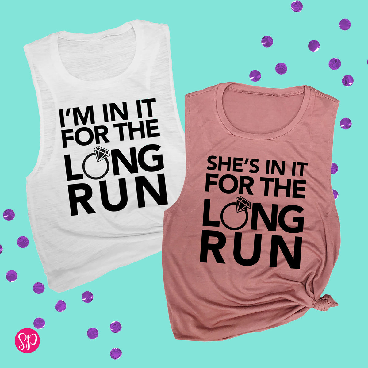 She's In It For the Long Run I'm Wedding Engagement Ring Bride Bachelorette Party Running Workout Tank Top Women