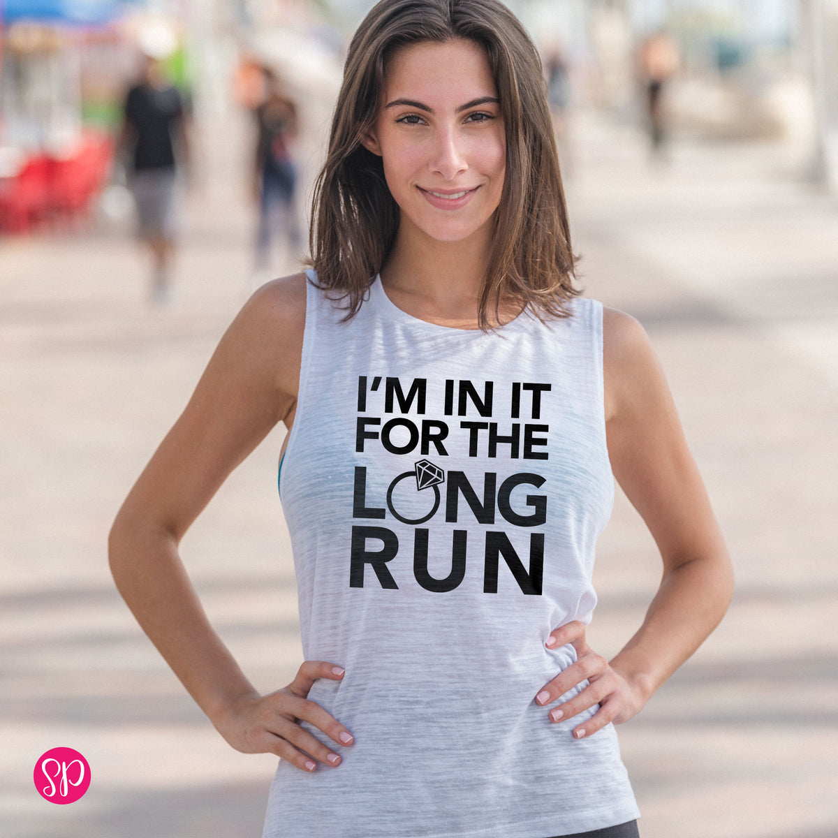 I'm In It for the Long Run Diamond Engagement Ring Running Run Bride Bachelorette Tank Top Women