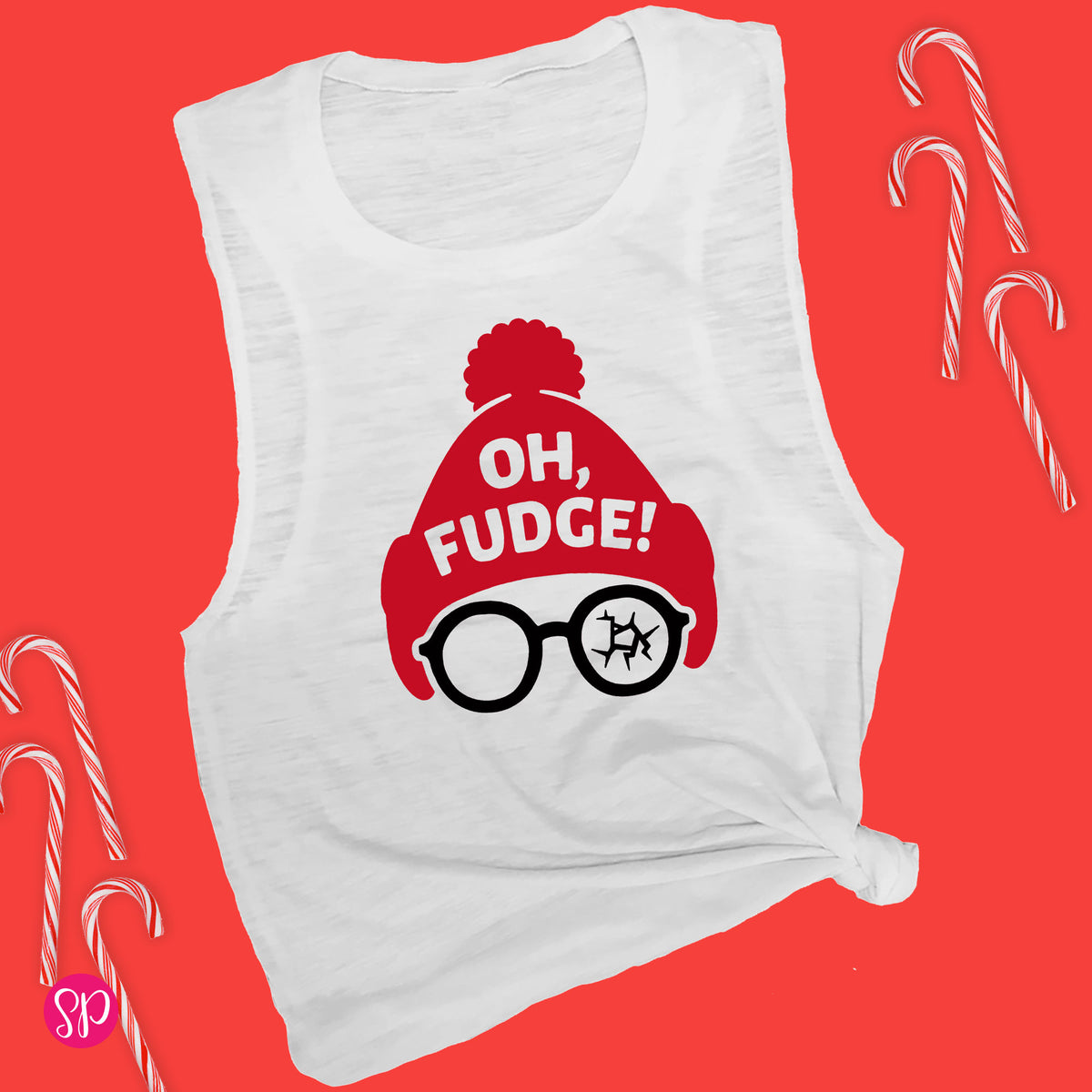 Oh Fudge A Christmas Story You'll Shoot Your Eye Out Movie Broken Glasses Workout Tank Top Shirt