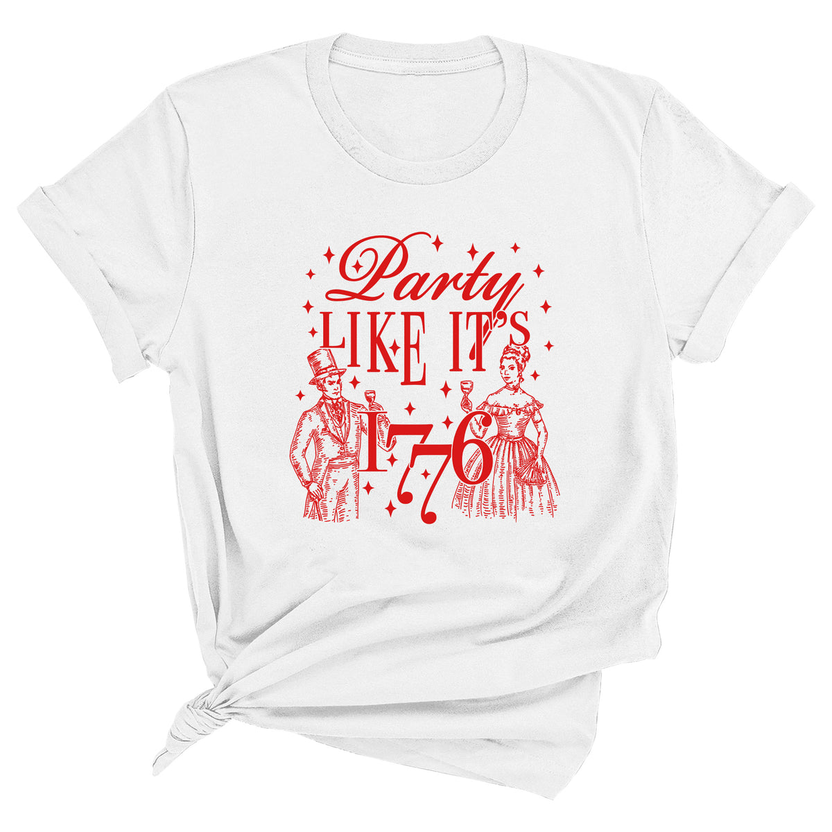 Party Like It's 1776 Unisex T-Shirt (RED INK)