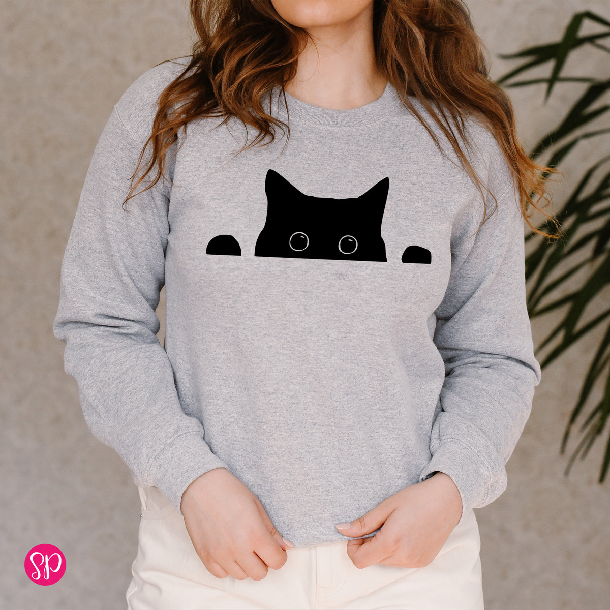 Peeking Black Cat Sweatshirt