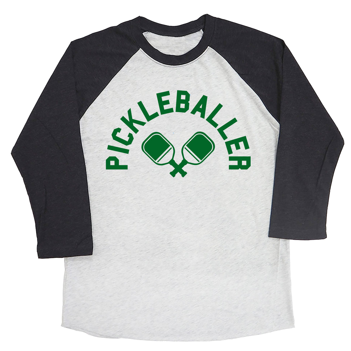 Pickleballer with Paddles Raglan (GREEN INK)