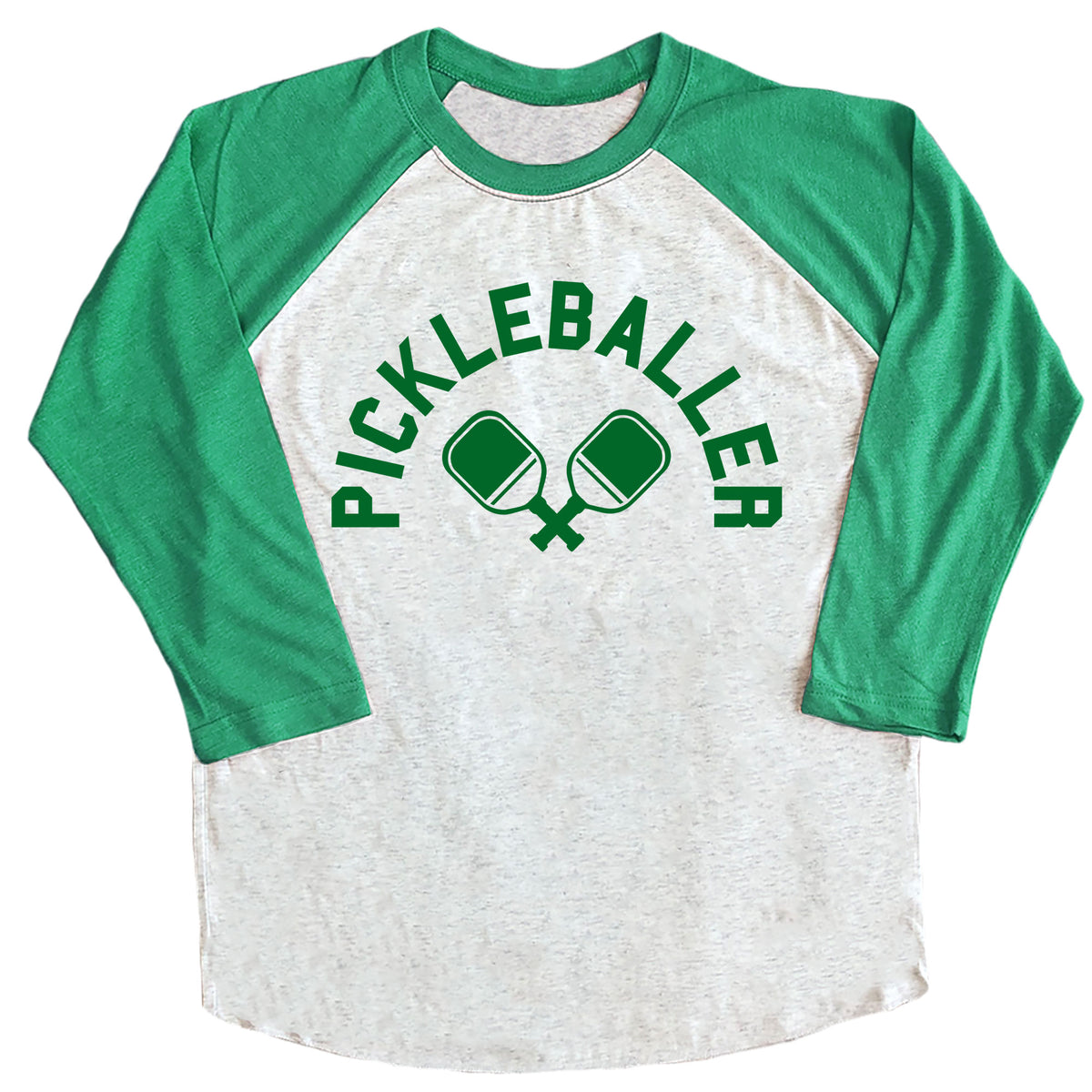 Pickleballer with Paddles Raglan (GREEN INK)