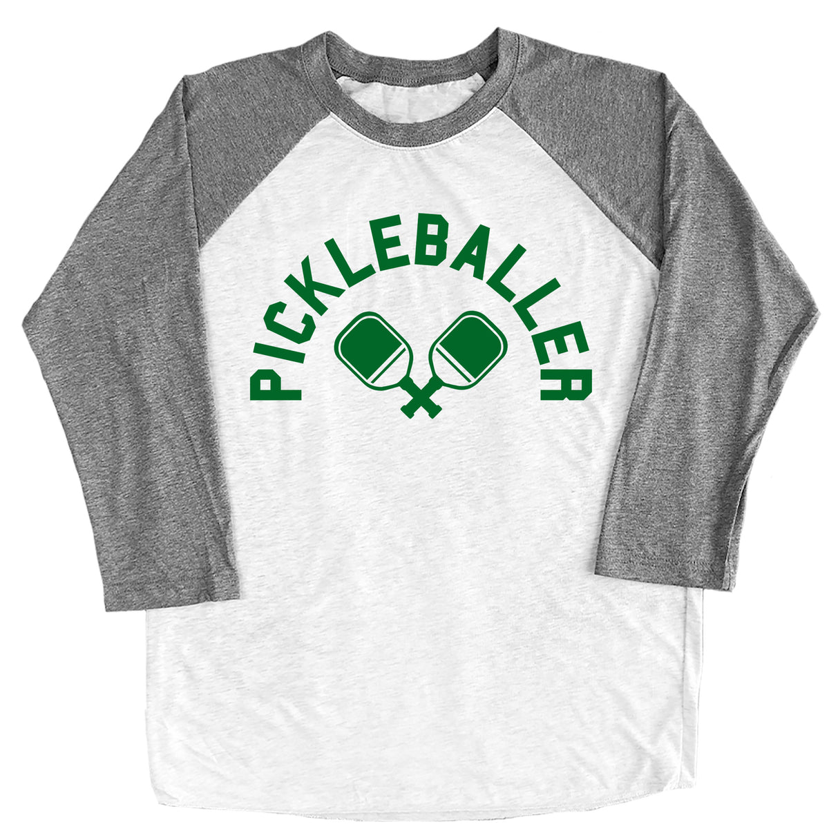 Pickleballer with Paddles Raglan (GREEN INK)