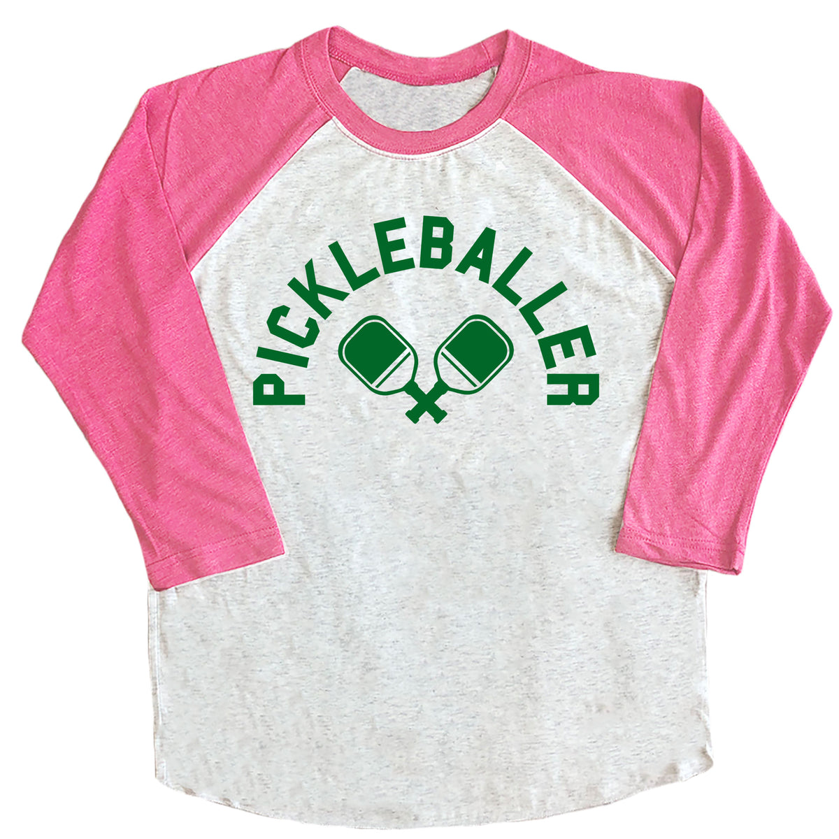 Pickleballer with Paddles Raglan (GREEN INK)
