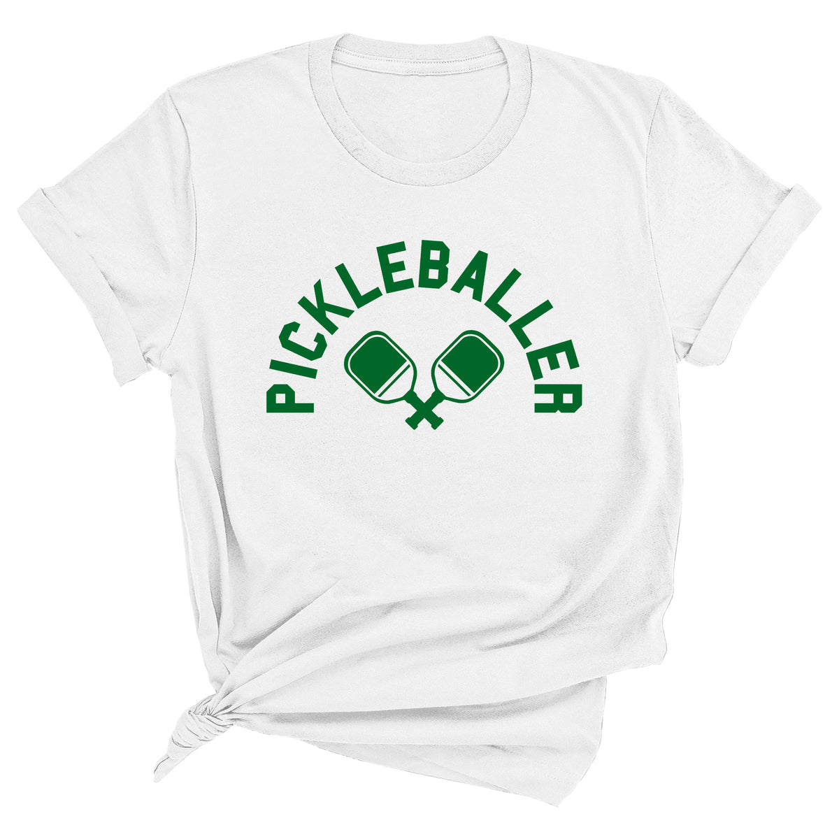 Pickleballer with Paddles Unisex T-Shirt (GREEN INK)