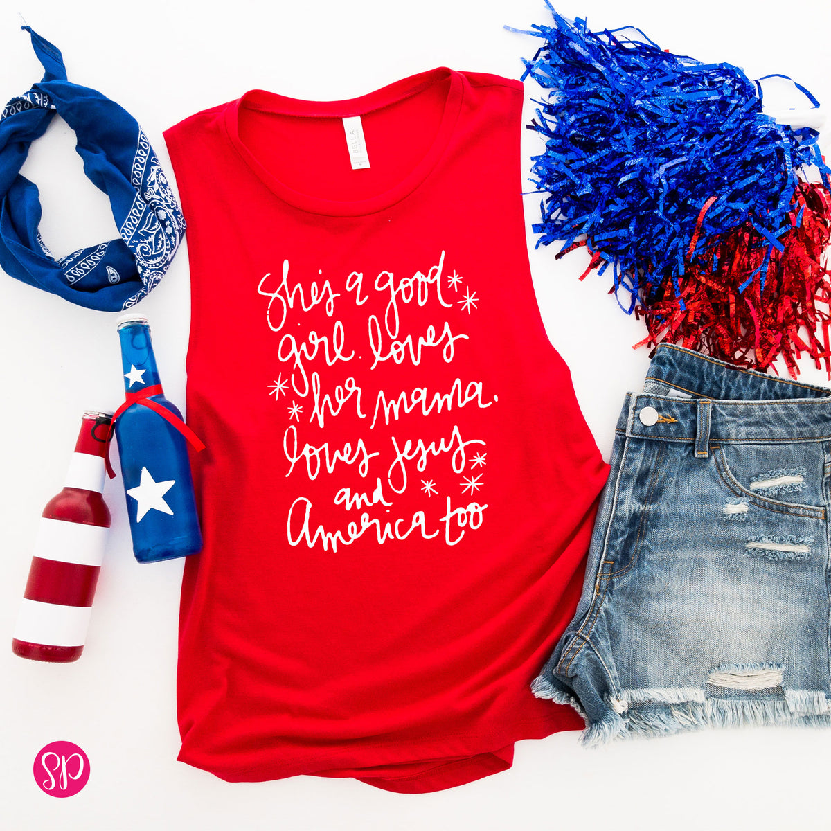 Loves Jesus and America Too Muscle Tee