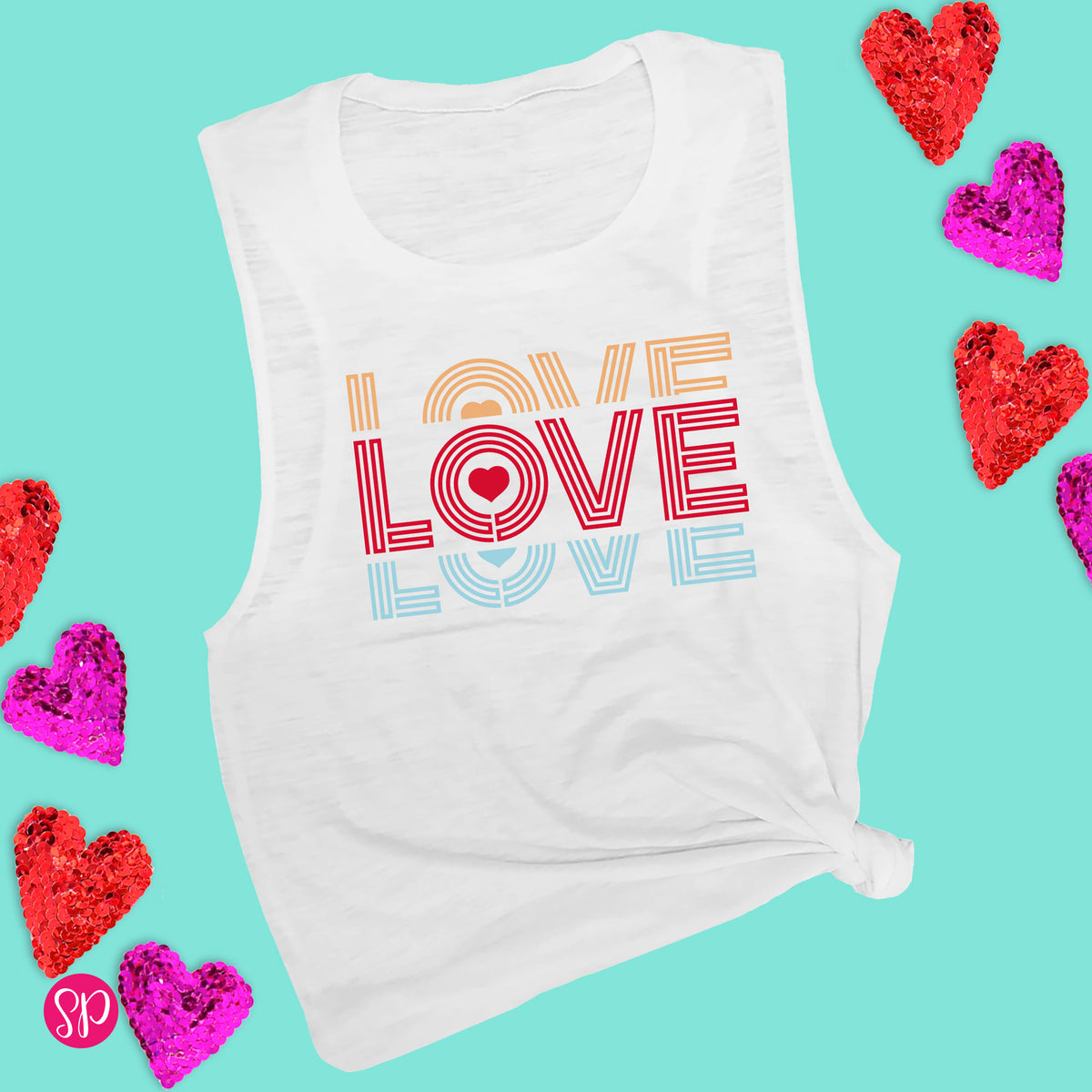 Stacked Retro Love Muscle Tee