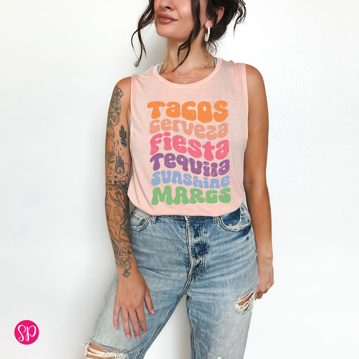 Tacos, Cerveza, Fiesta, Tequila, Sunshine, Margs Muscle Tee
