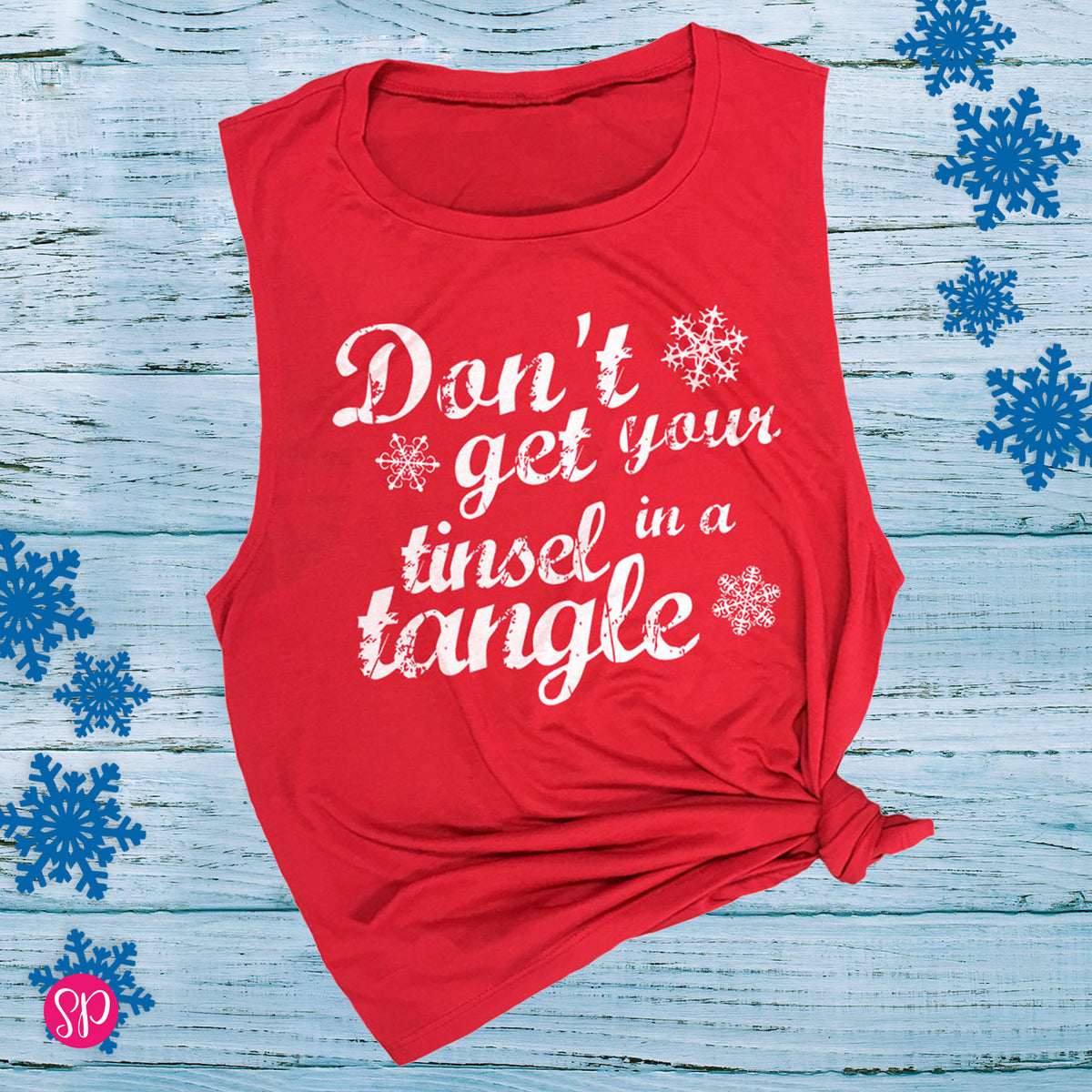 Don't Get Your Tinsel in a Tangle Christmas Workout Tank Top for Women