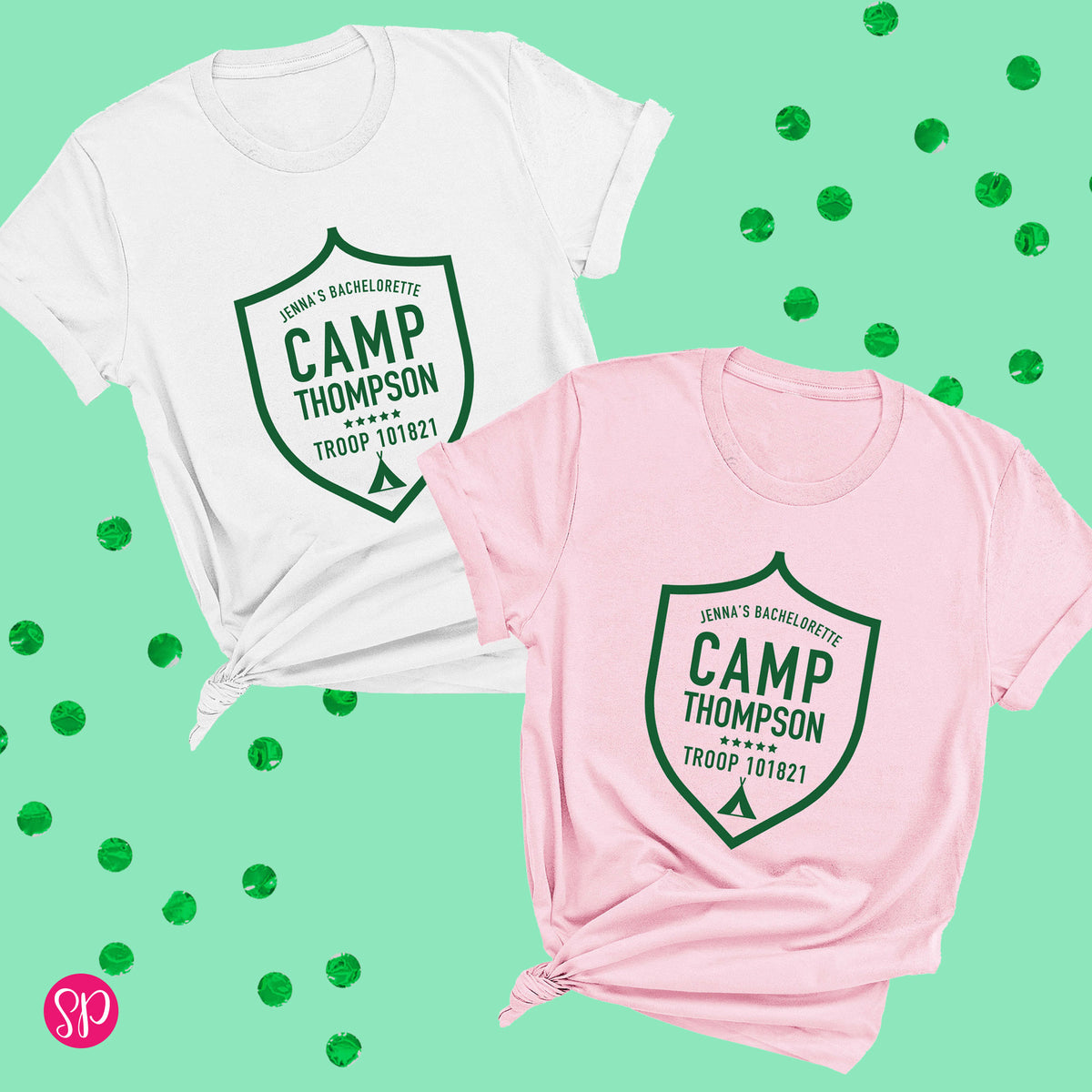 Custom Camp Troop Beverly Hills Bachelorette Personalized Tee ShirtBadge Unisex T-Shirt