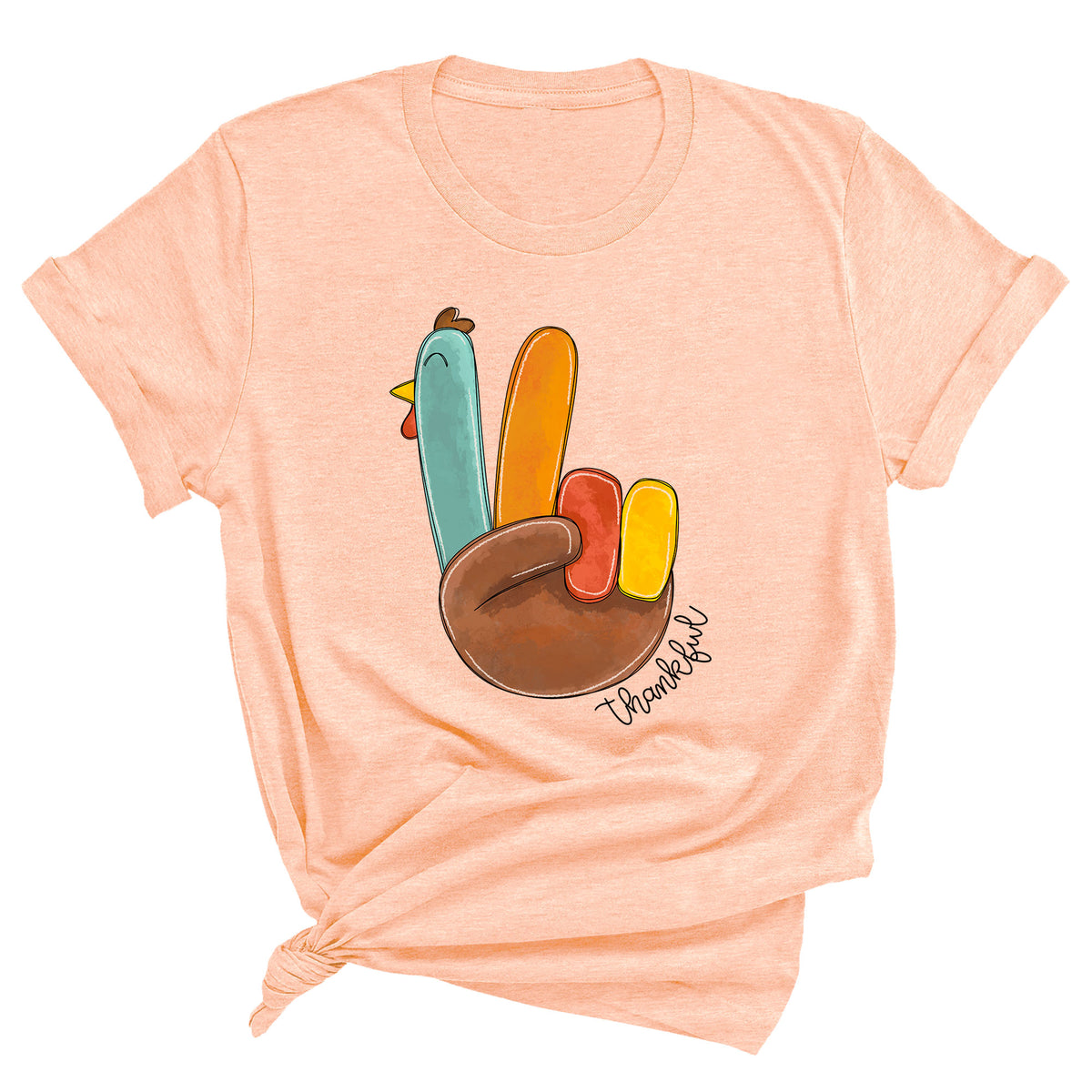 Thankful Turkey Peace Fingers Unisex T-Shirt