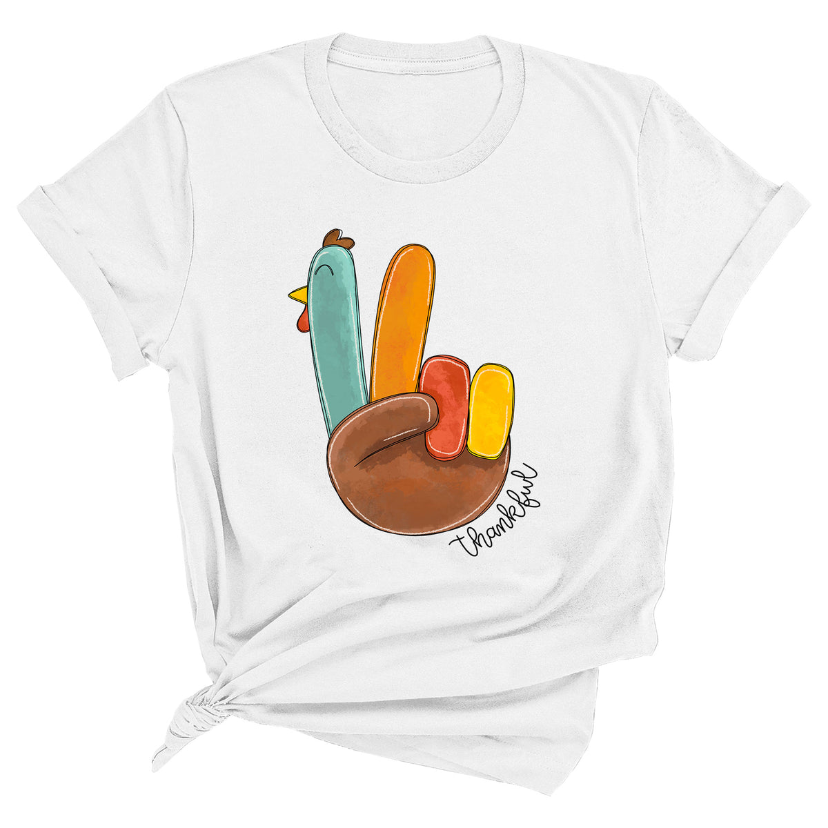 Thankful Turkey Peace Fingers Unisex T-Shirt