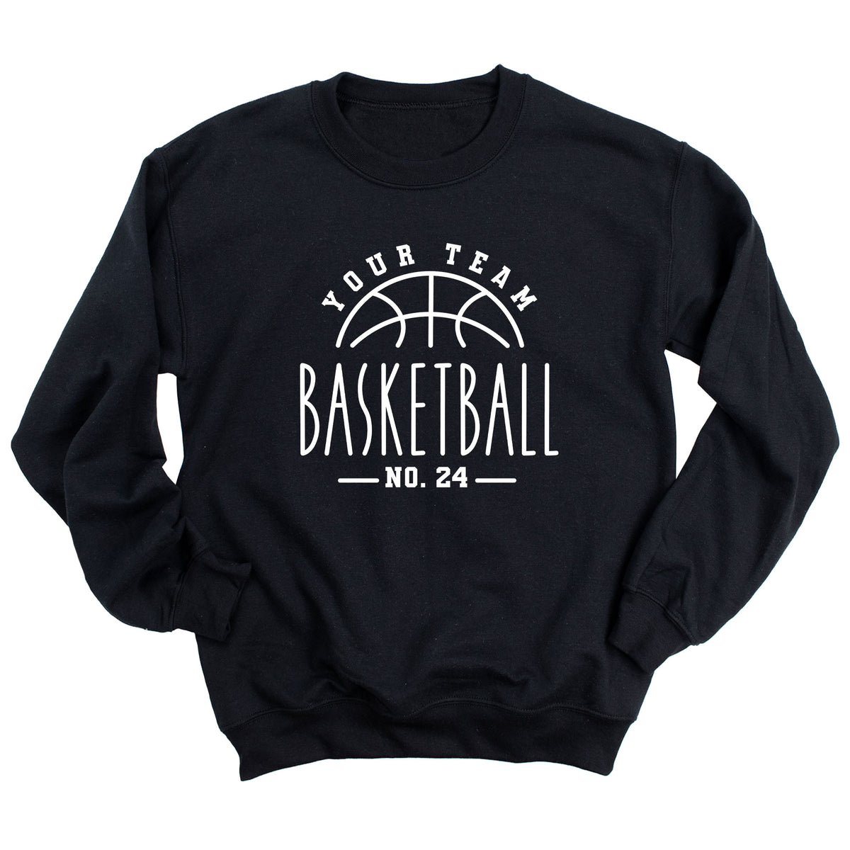 Your Team Basketball with Custom Number (Skinny Text) Sweatshirt