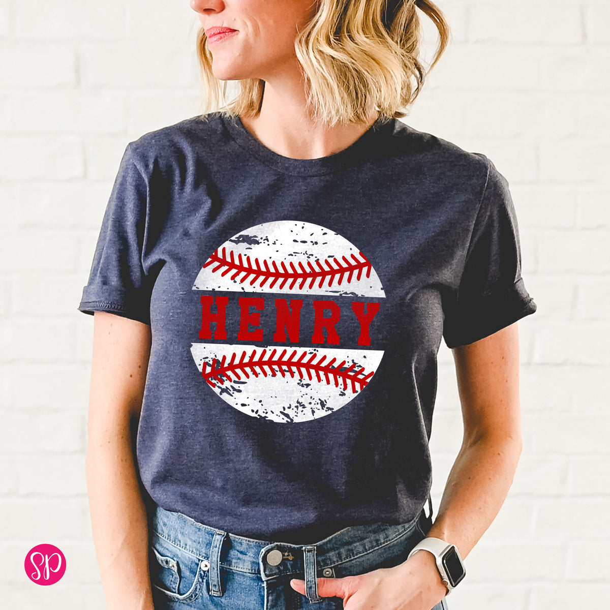 Distressed Baseball with Custom Name Graphic Unisex T-Shirt
