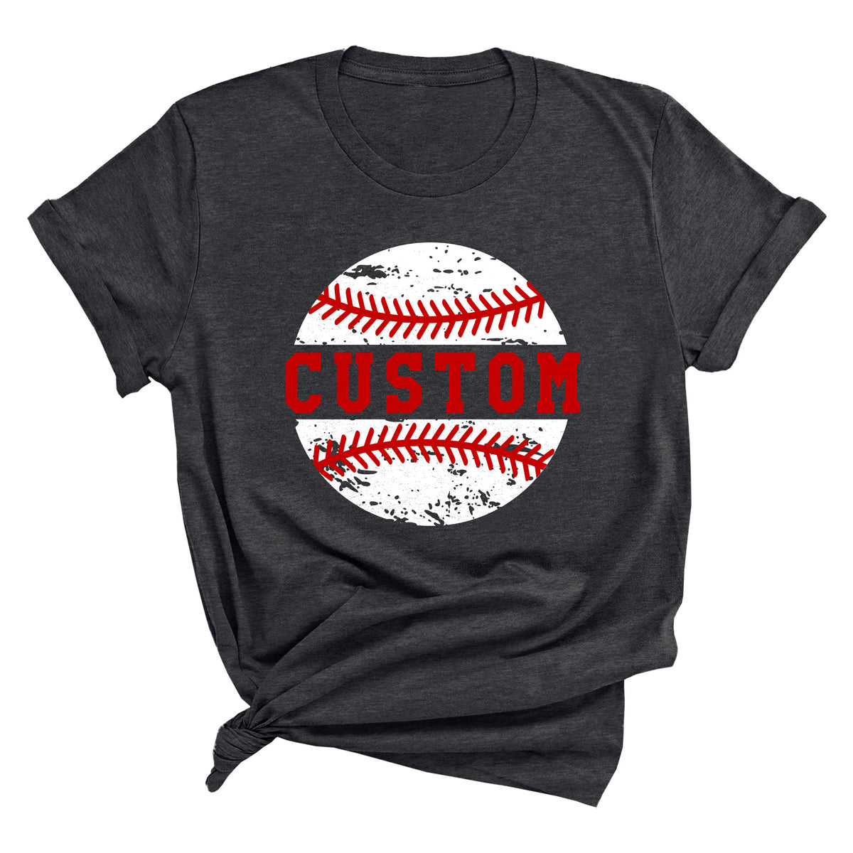Distressed Baseball with Custom Name Unisex T-Shirt