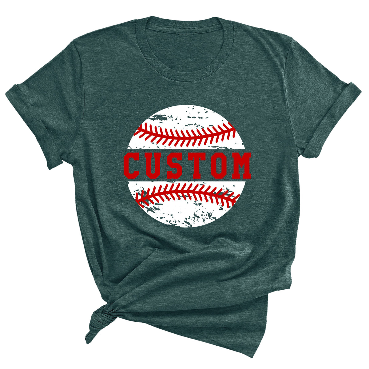 Distressed Baseball with Custom Name Unisex T-Shirt