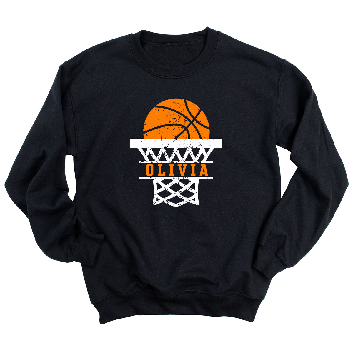 Distressed Basketball with Custom Name Sweatshirt