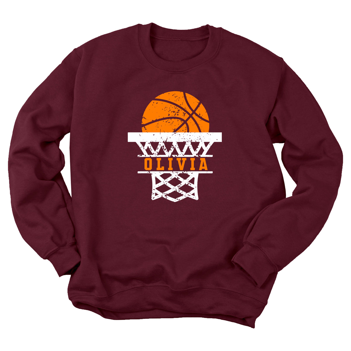 Distressed Basketball with Custom Name Sweatshirt