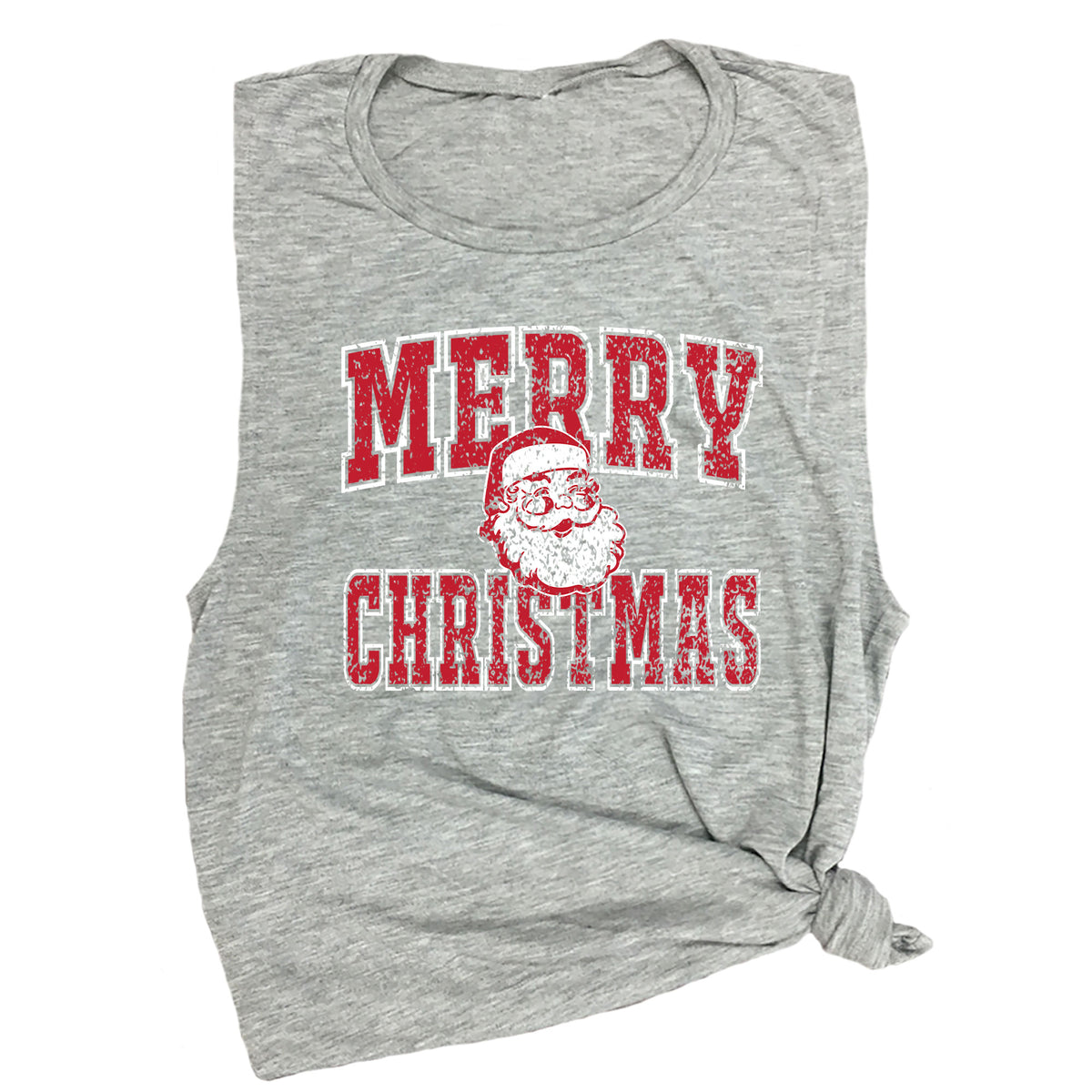 Distressed Merry Christmas with Santa  Muscle Tee