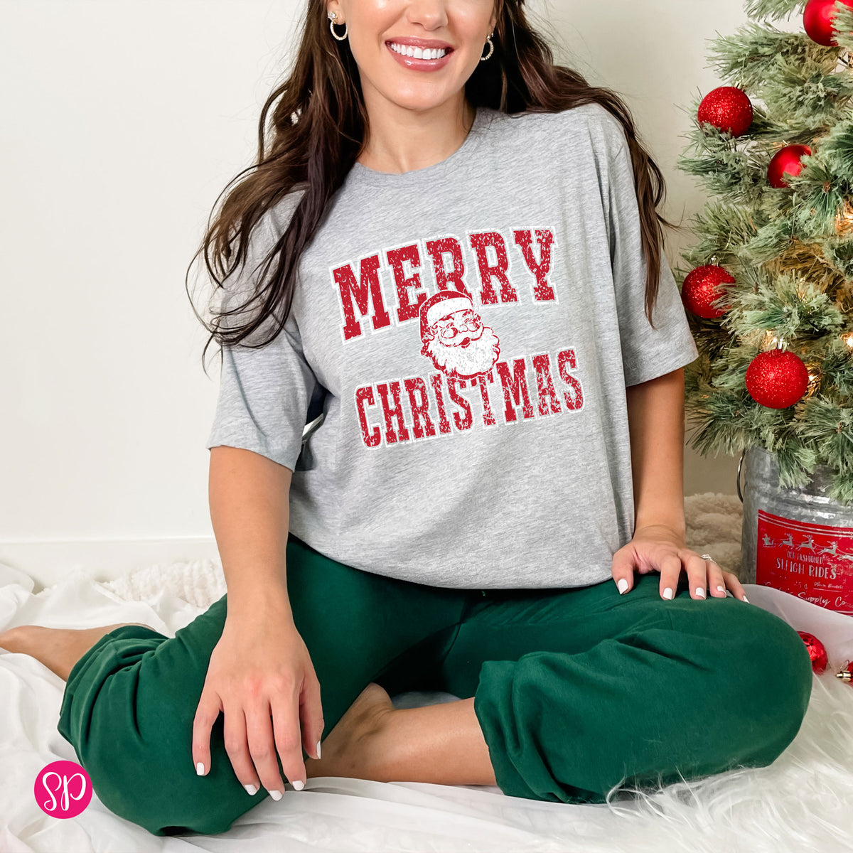 Distressed Merry Christmas with Santa Unisex T-Shirt