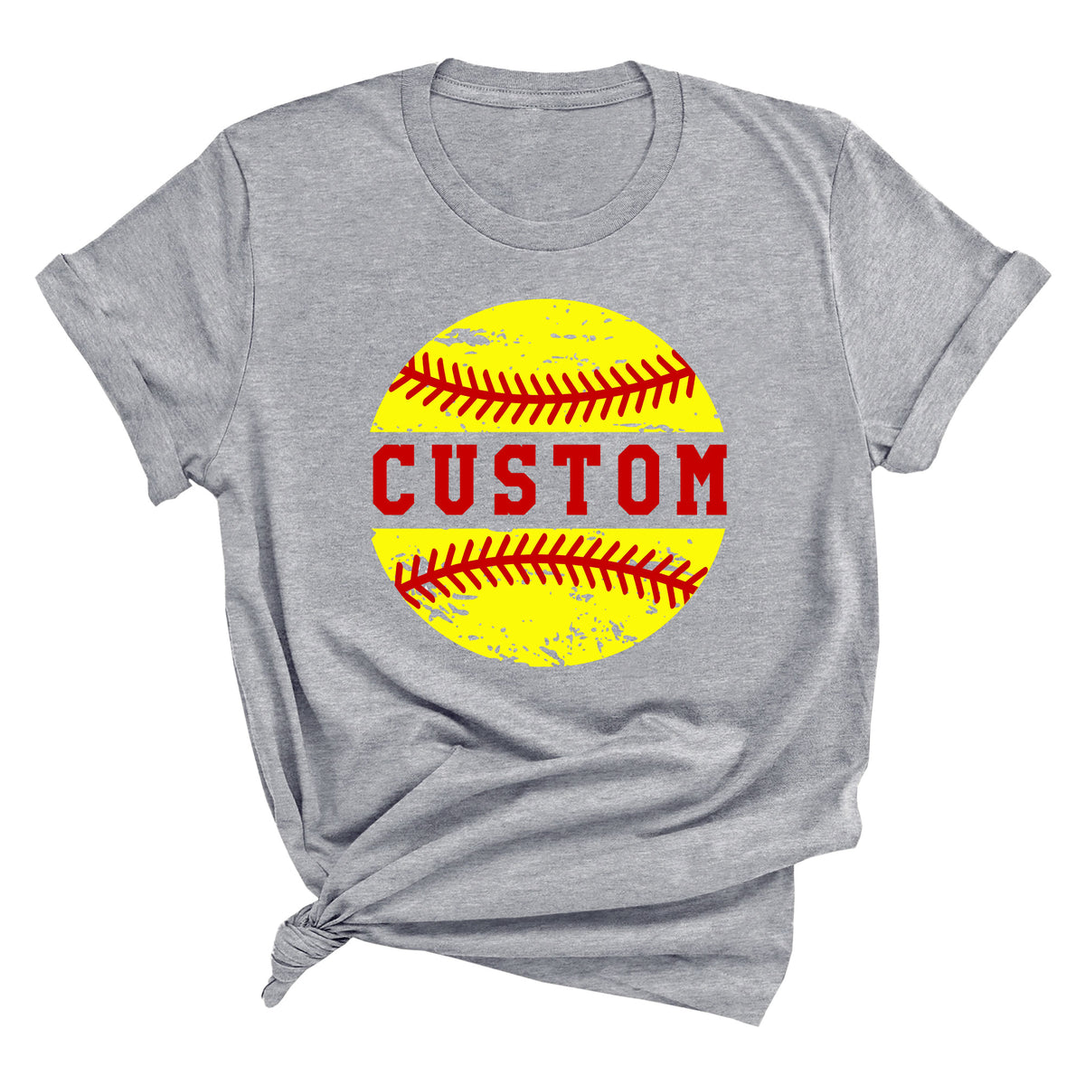 Distressed Softball with Custom Name Unisex T-Shirt