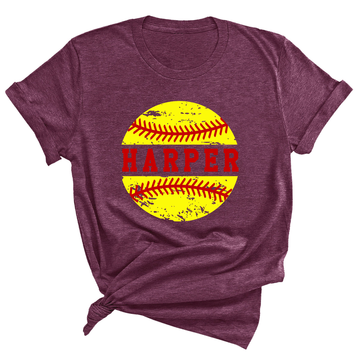 Distressed Softball with Custom Name Unisex T-Shirt