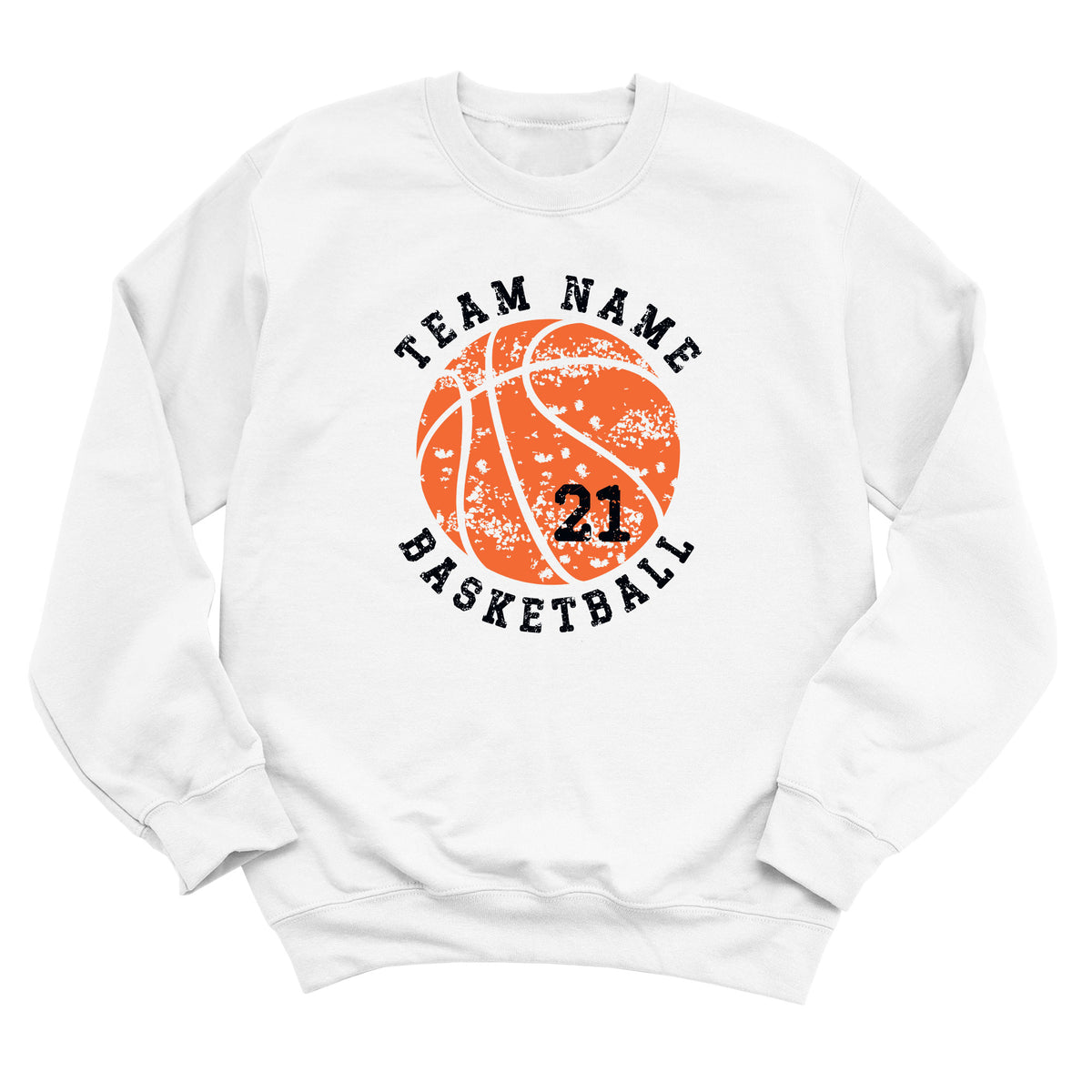 Distressed Team Name Basketball with Ball Sweatshirt
