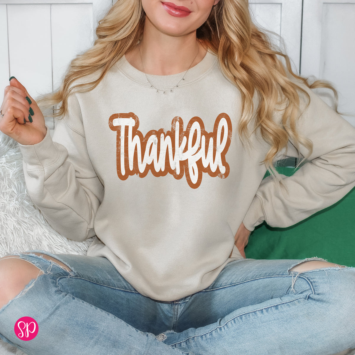 Distressed Thankful Sweatshirt