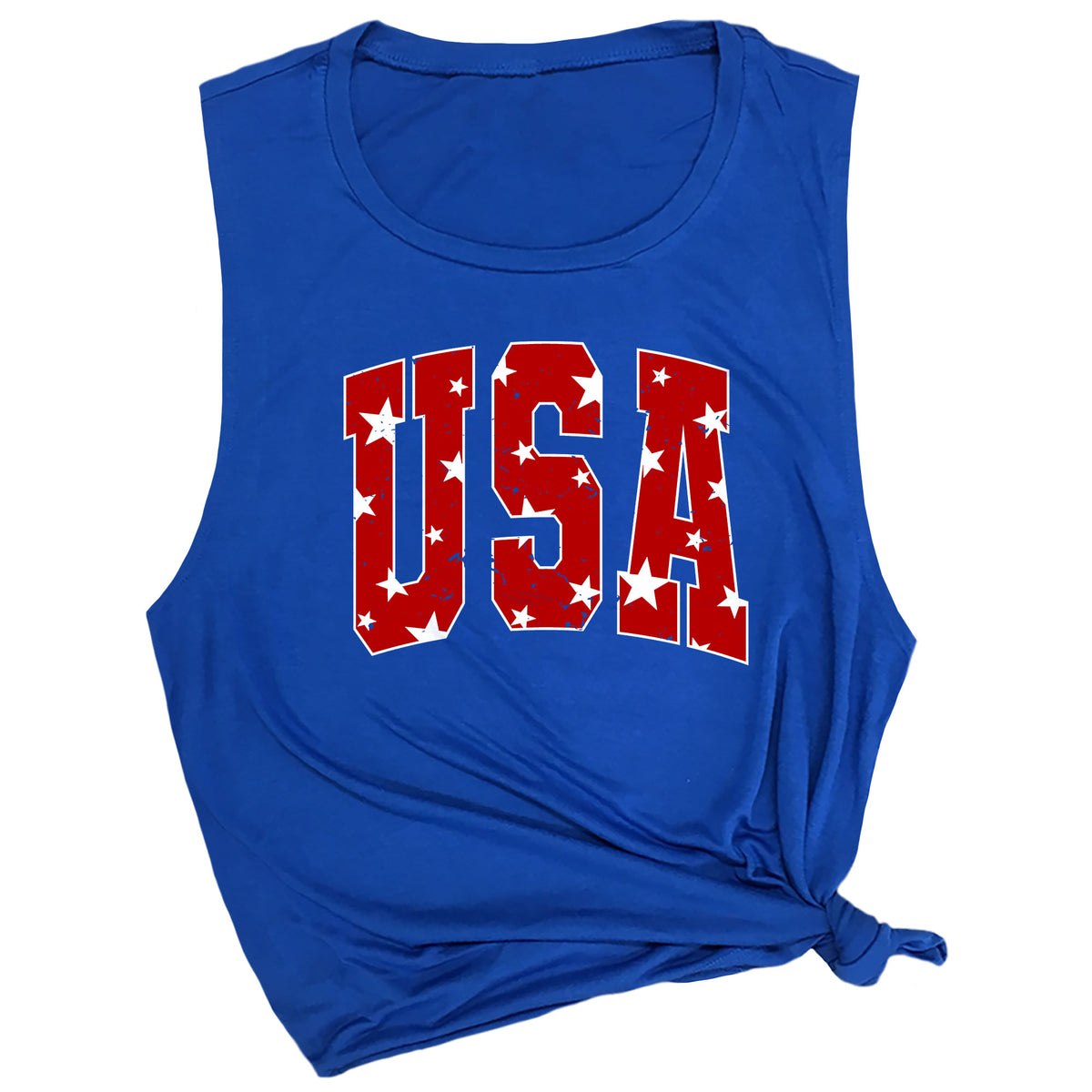 Distressed USA with Stars Muscle Tee