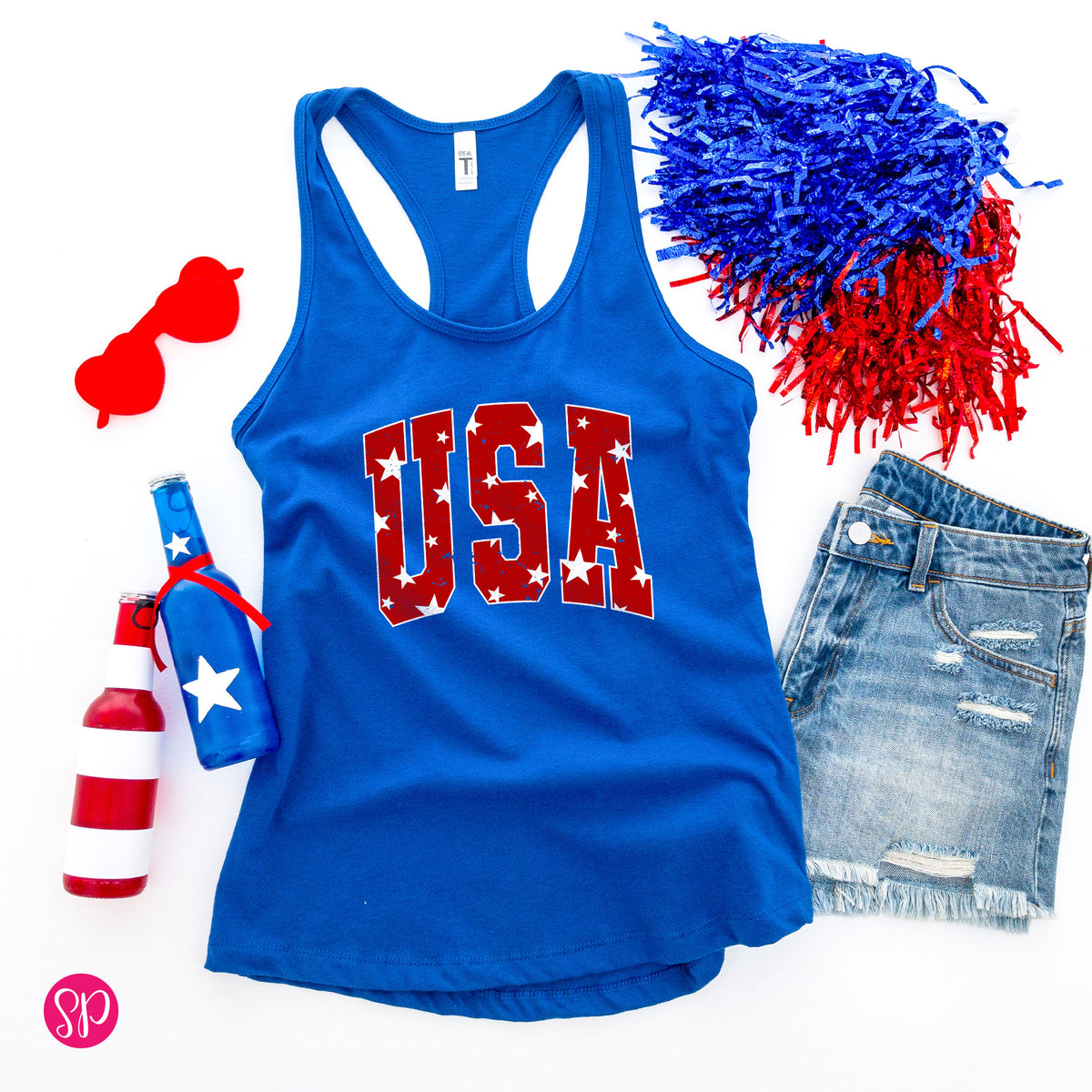 Distressed USA with Stars Tank Top