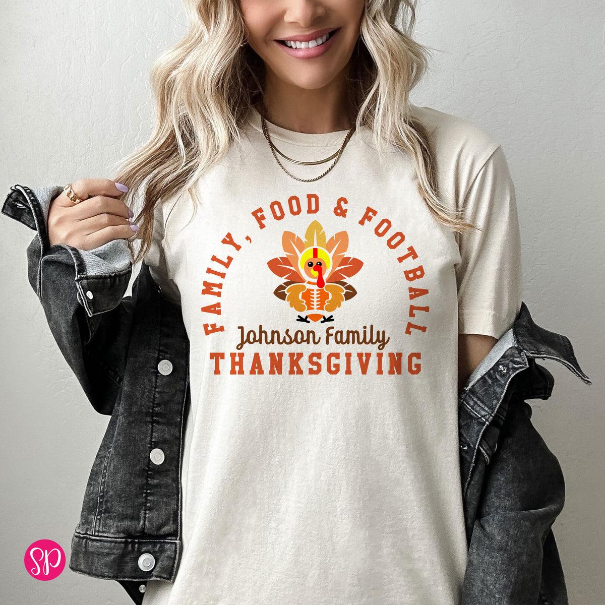 Family, Food, Football with Custom Family Name Unisex T-Shirt