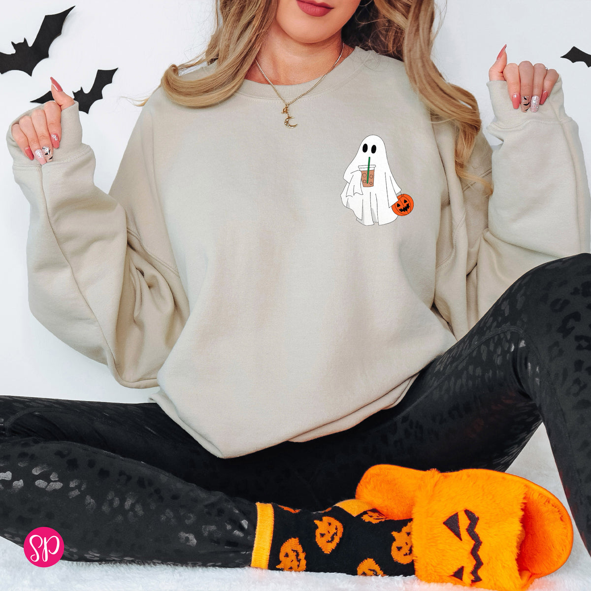 Ghost with Coffee (Chest Print) Sweatshirt