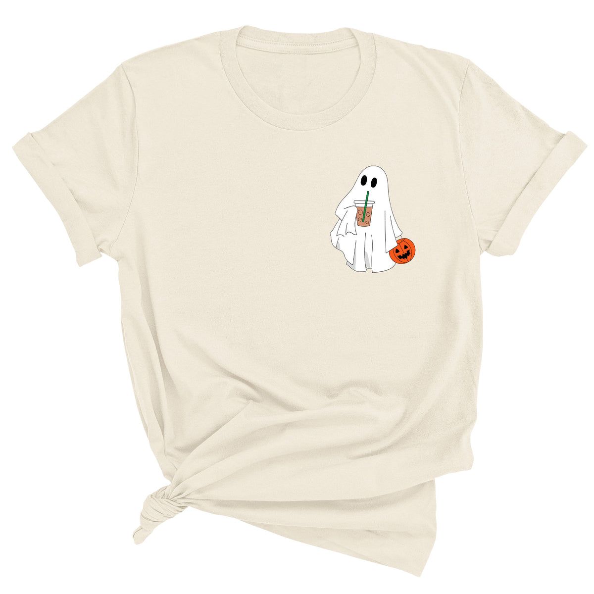 Ghost with Coffee (Chest Print) Unisex T-Shirt