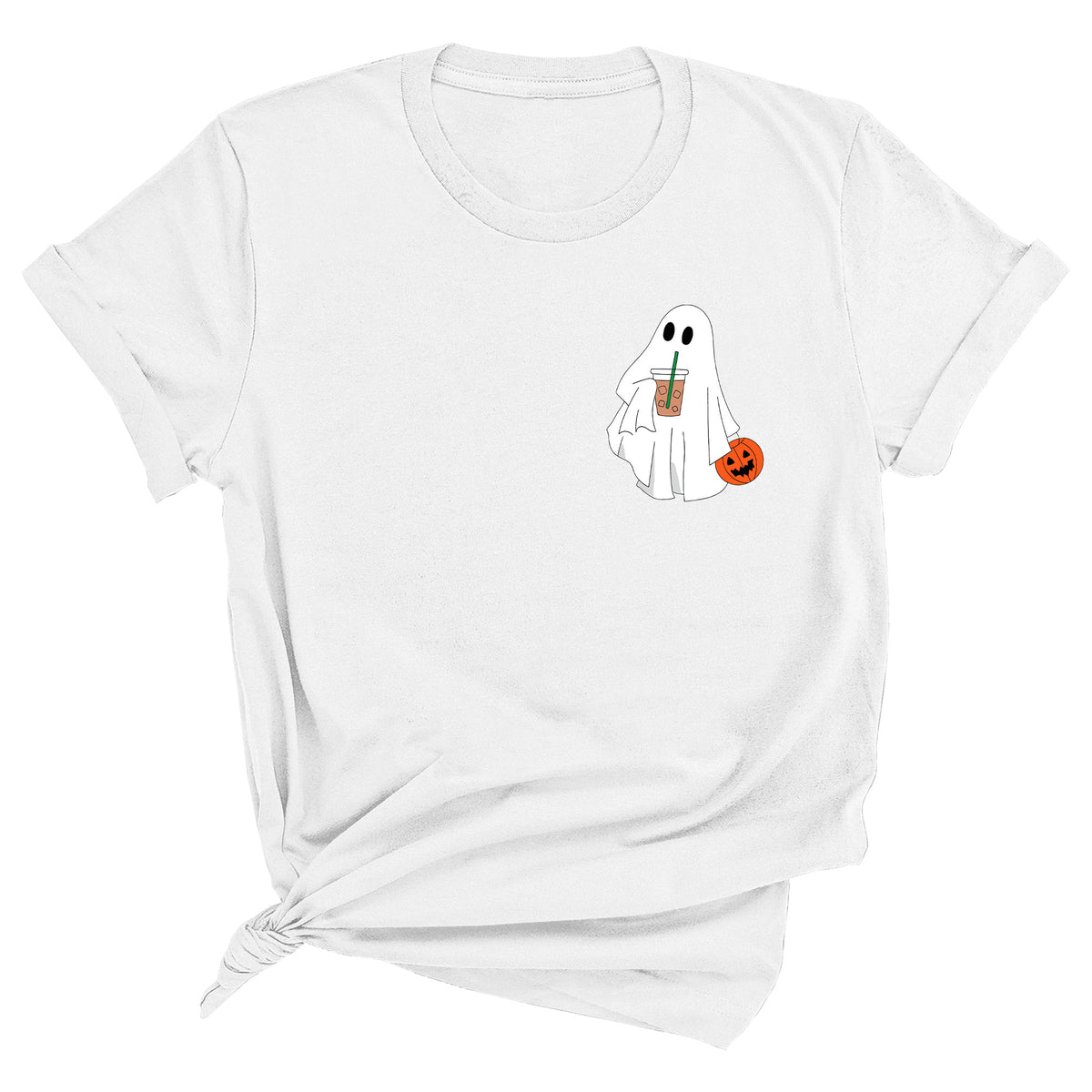 Ghost with Coffee (Chest Print) Unisex T-Shirt