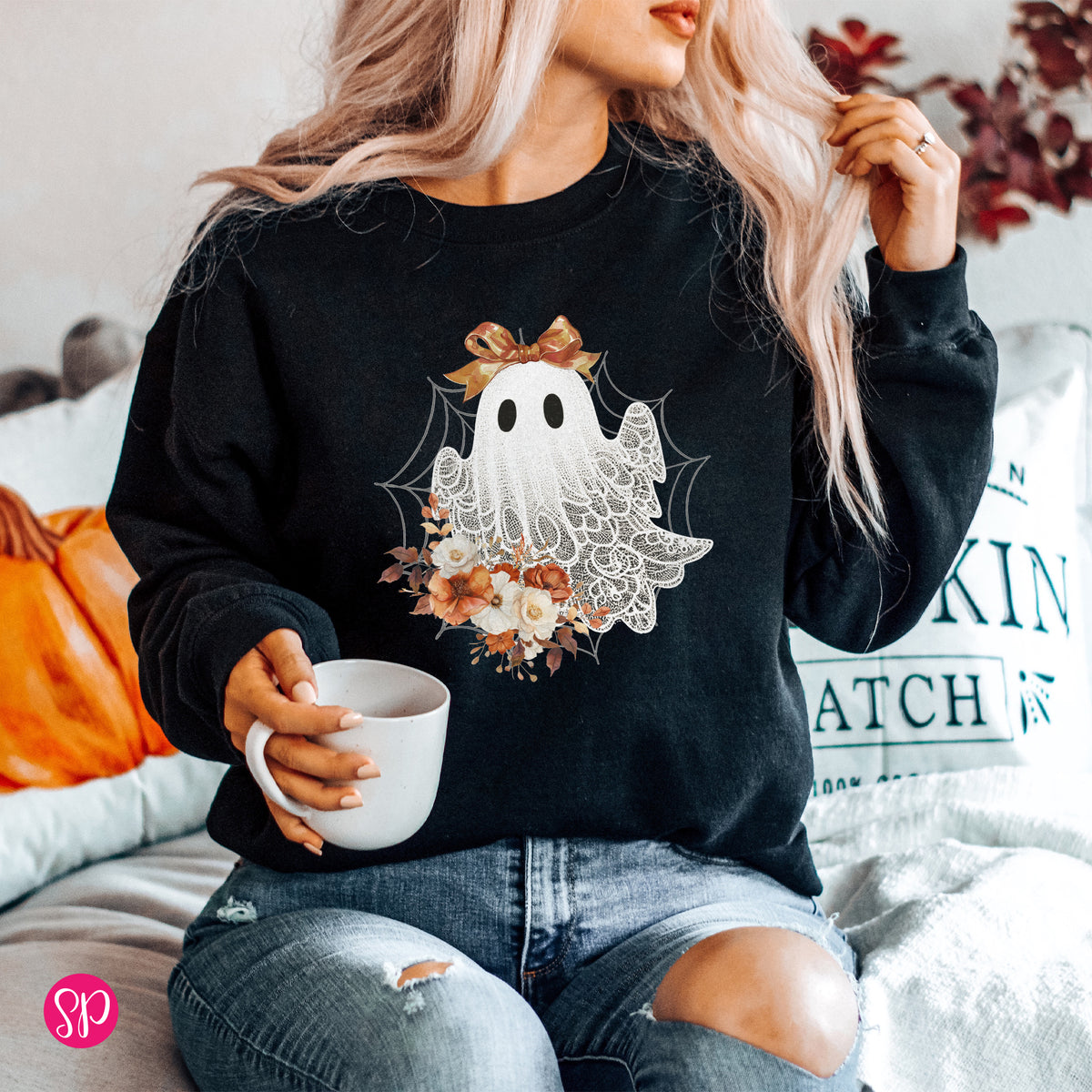 Halloween Lace Ghost Sweatshirt