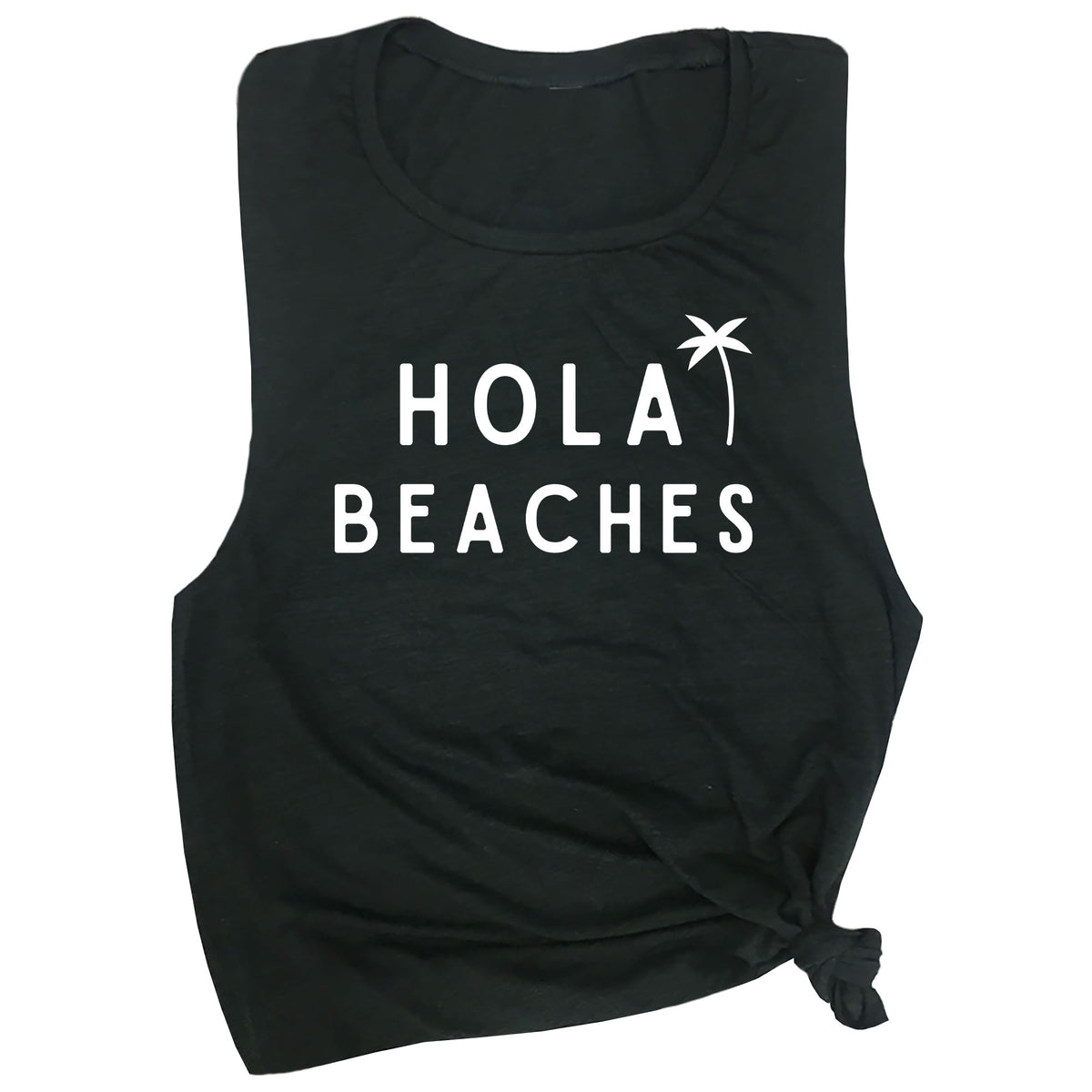 Hola Beaches with Palm Tree Muscle Tee