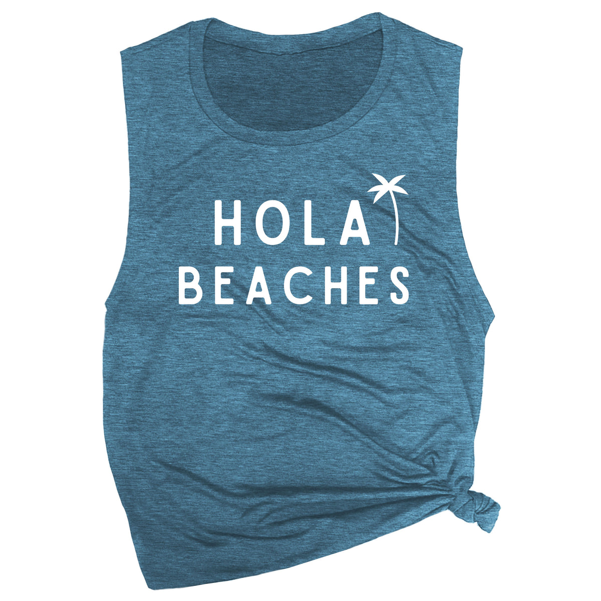 Hola Beaches with Palm Tree Muscle Tee